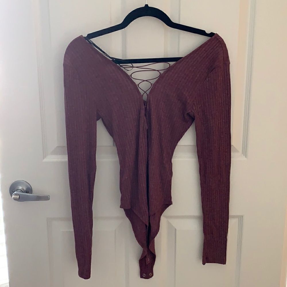 Purple Lace Up Body Suit